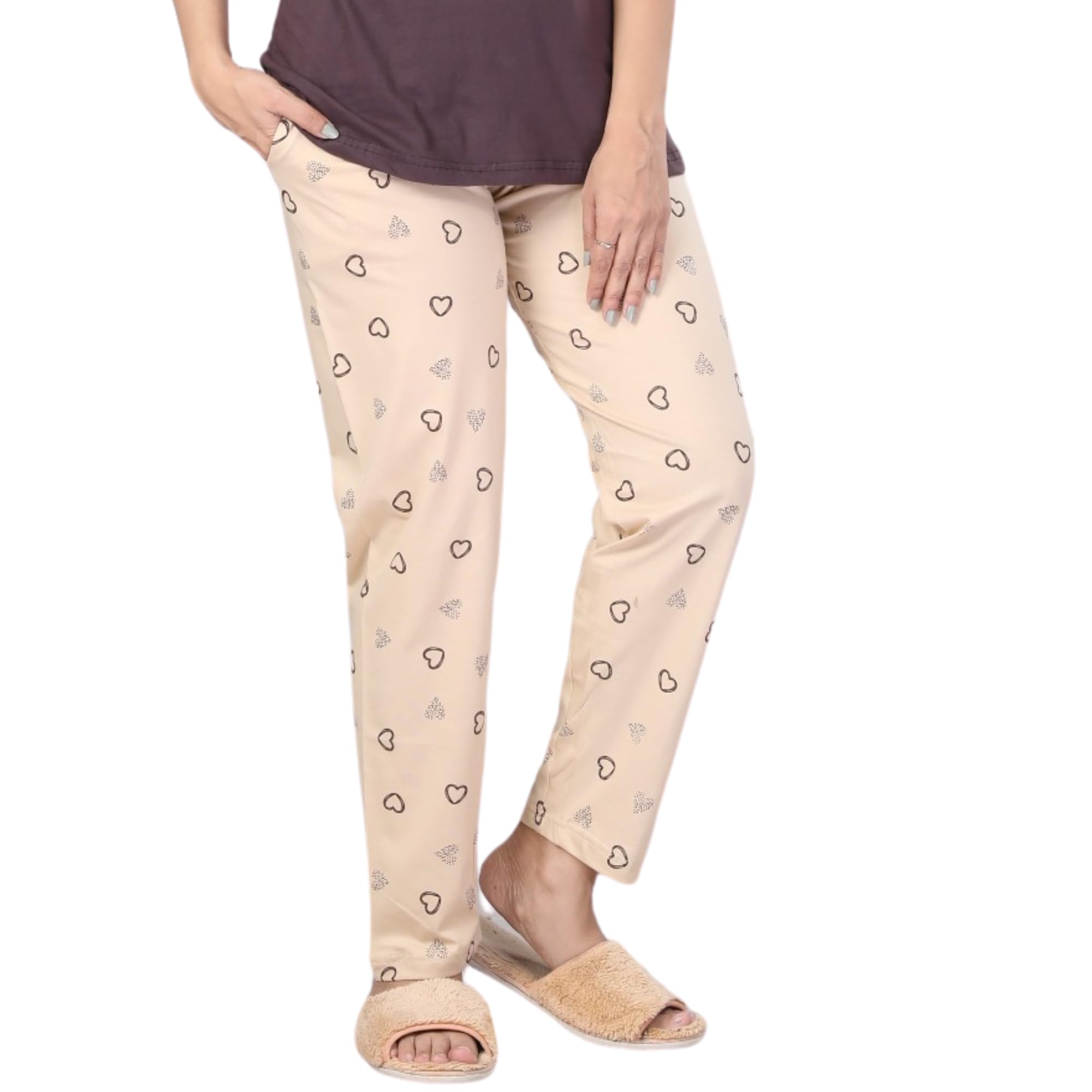 Ceenai Women's Cotton Nightwear Set with T-Shirt and Pyjamas, Soft and Comfortable for Sleep and Loungewear Four Sizes 36,38,40,42