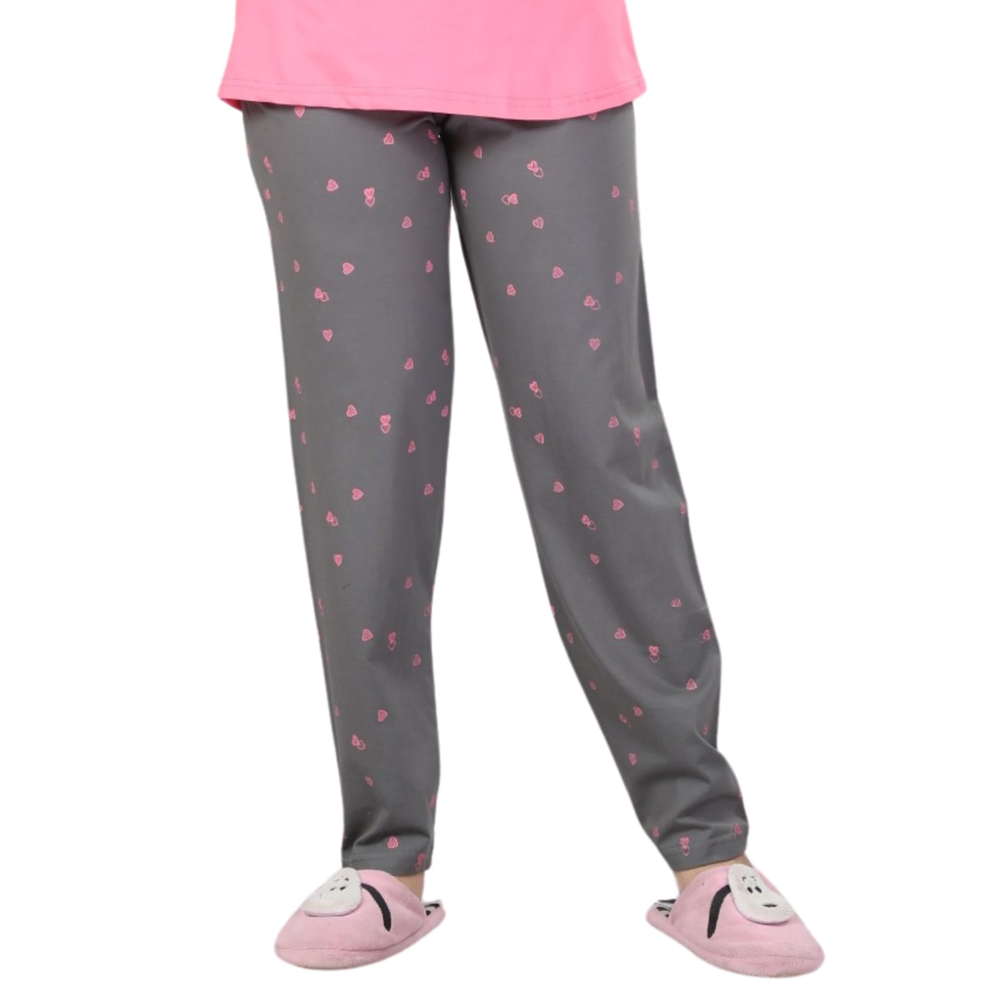 Ceenai Women's Cotton Nightwear Set with T-Shirt and Pyjamas, Soft and Comfortable for Sleep and Loungewear Four Sizes 36,38,40,42