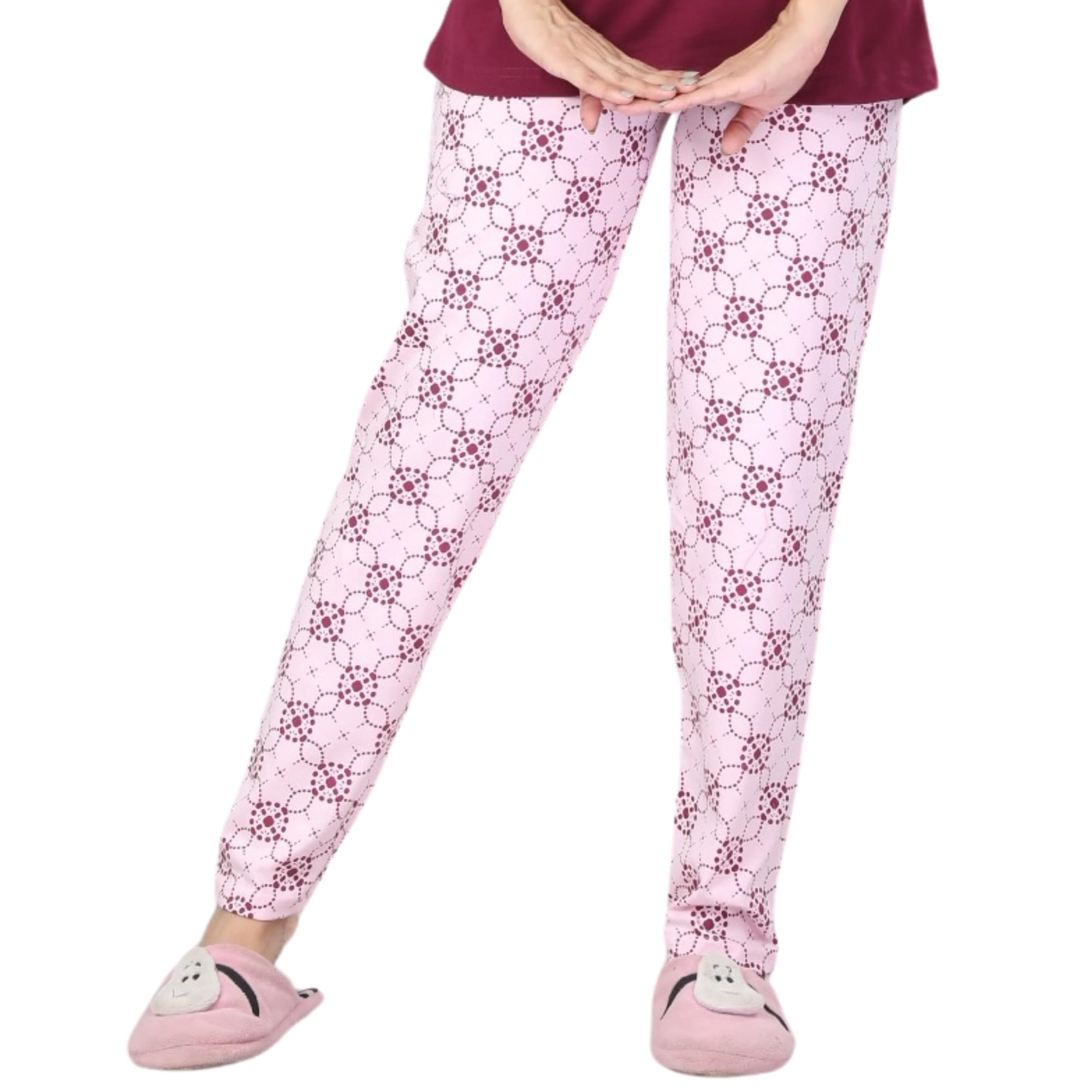 Ceenai Women's Cotton Nightwear Set with T-Shirt and Pyjamas, Soft and Comfortable for Sleep and Loungewear Four Sizes 36,38,40,42